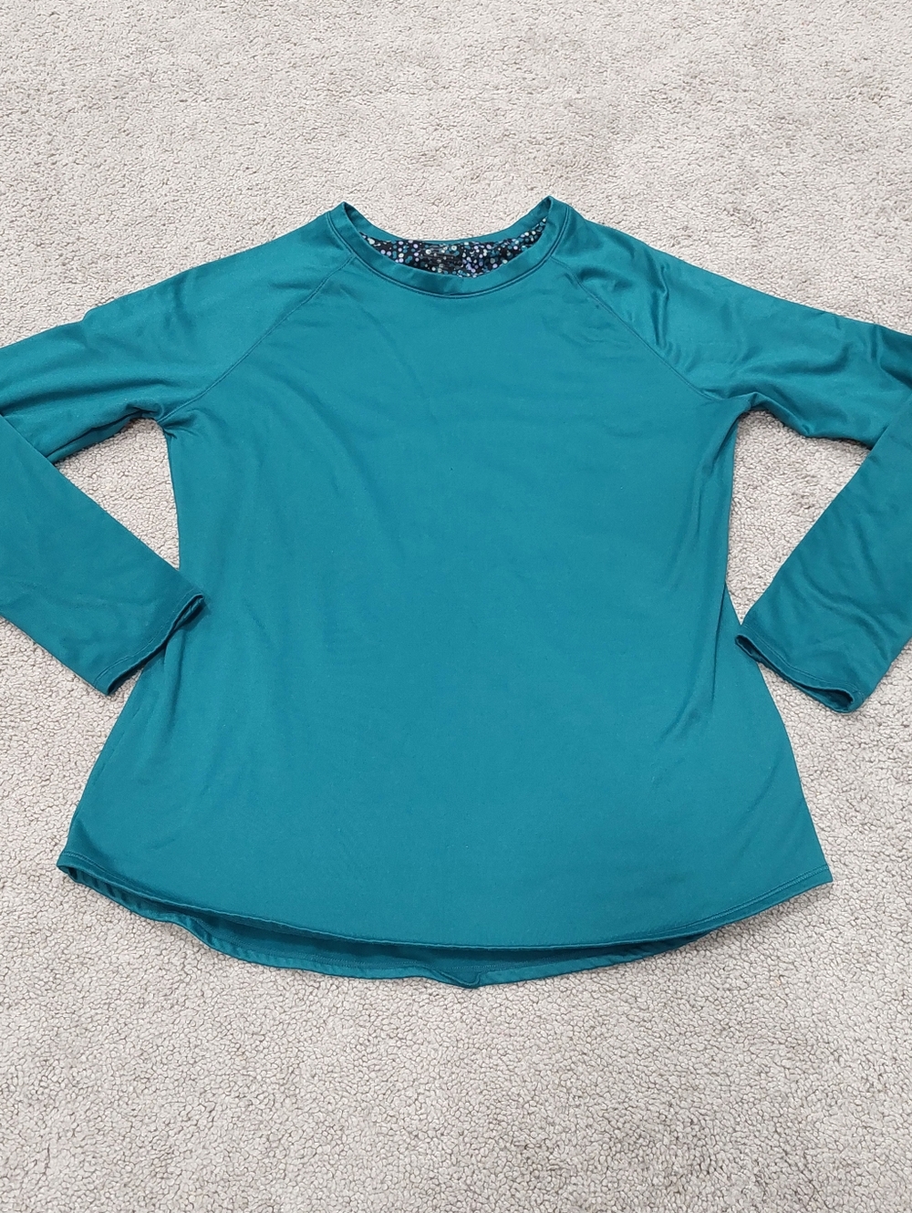 Cuddl Duds Climate Right Shirt Large Teal Blue Green Long Sleeve Crew Neck